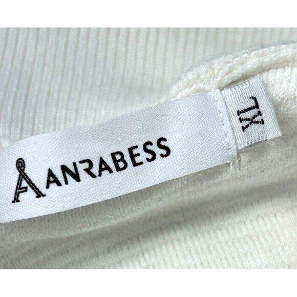 Anrabess Women XL White Oversized Sweater Long Sleeve Quarter Zip Pullover T3 - Picture 9 of 11